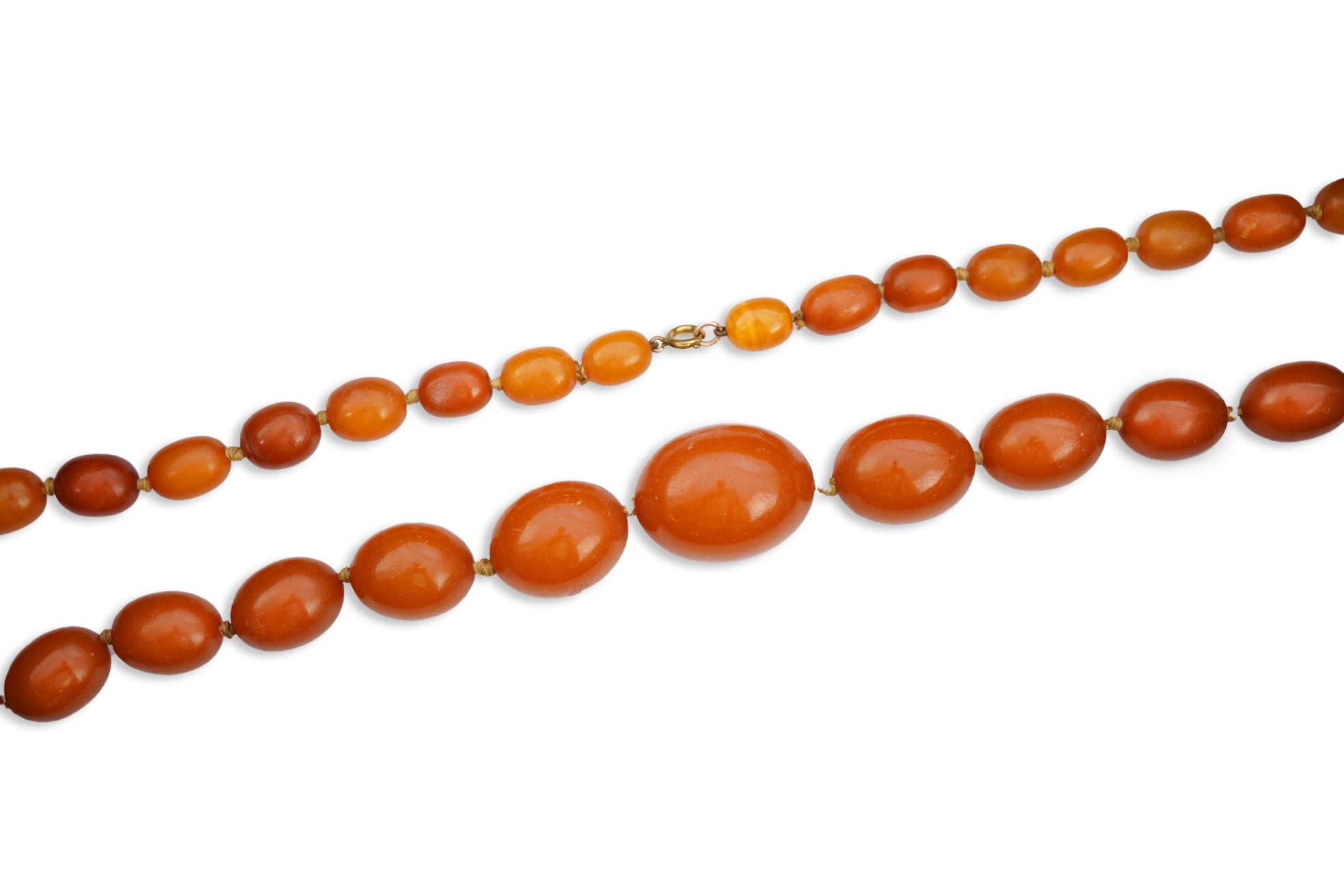 An amber bead necklace